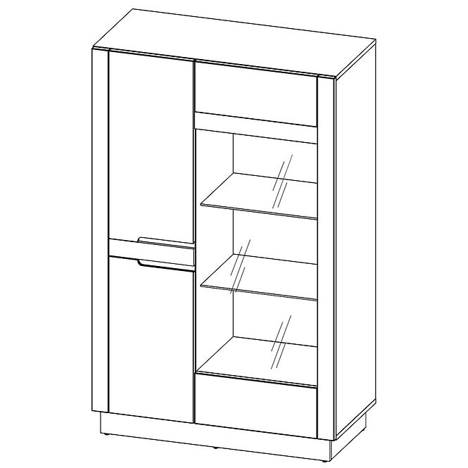 Vitrine Visio 86cm Eiche Camargue/Weiß