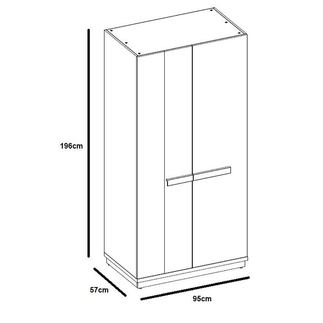 Schrank Wow 95cm Graphit/Grüner Leguan/Eiche Nagano