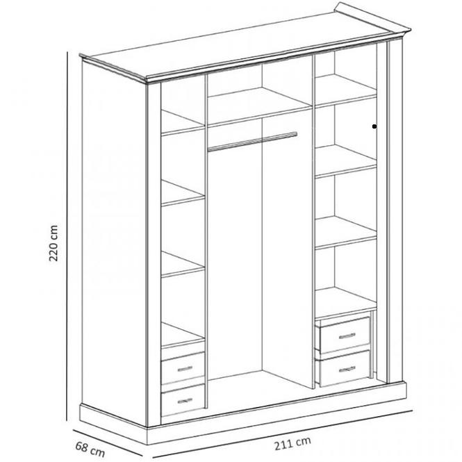 Schrank Antica 211cm Eiche Lefkas