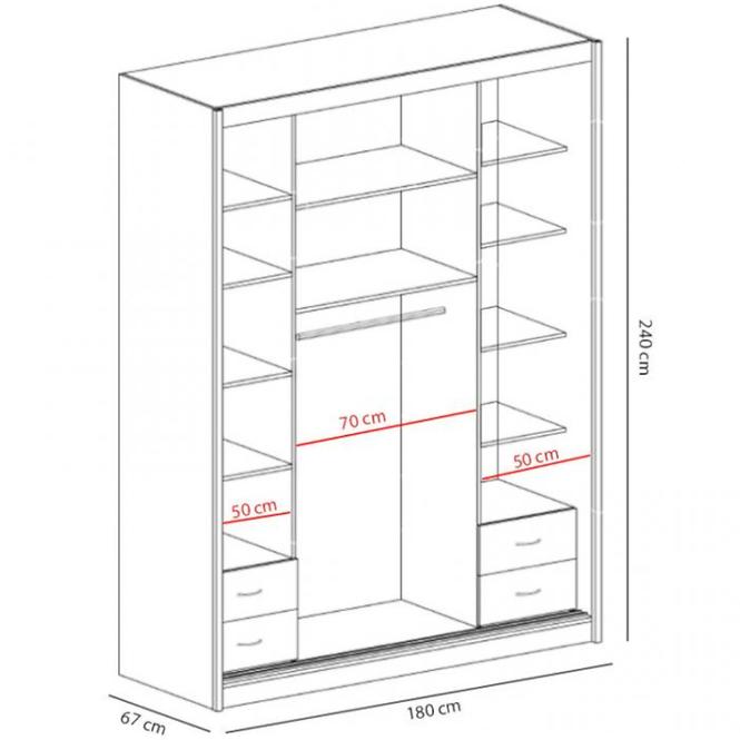 Schrank Maciej 180cm Spiegel Alpinweiß