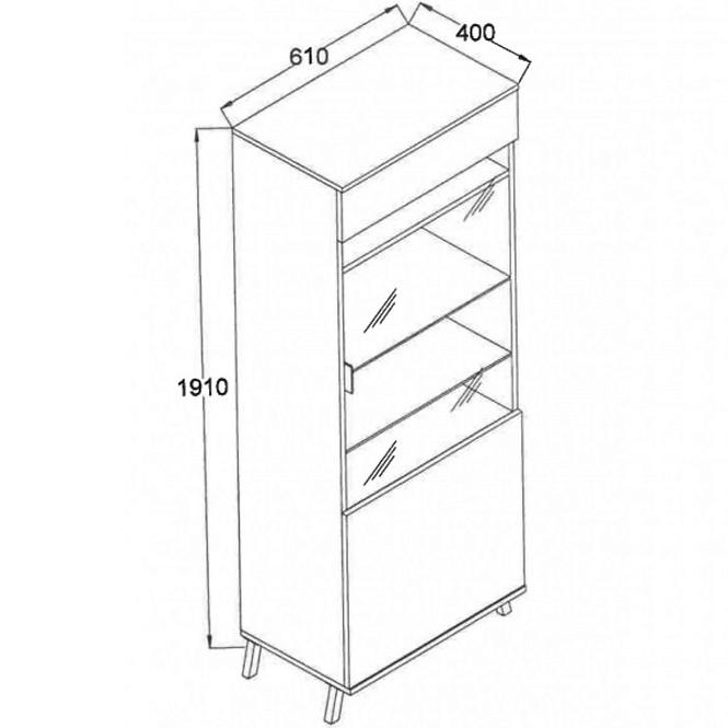 Vitrine John 61cm Eiche Lefkas/Schwarz