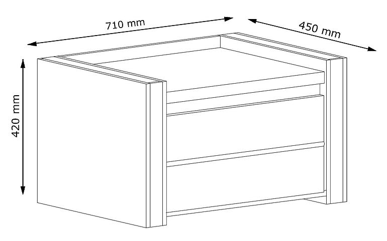 Nachttisch Linn 70cm Weiß Glanz/Schwarz Glanz