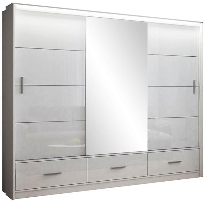 Schrank Marsylia 255cm Weiß/Spiegel