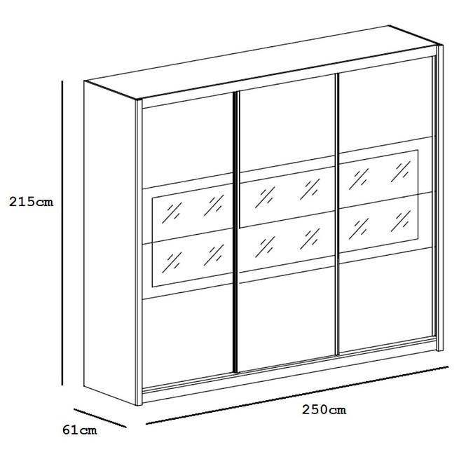 Schrank Salwador 250cm Eiche Canyon/Lava/Spiegel