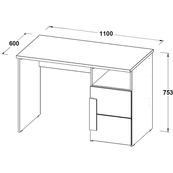 Schreibtisch Arkina 110cm Weiß/Eiche Artisan