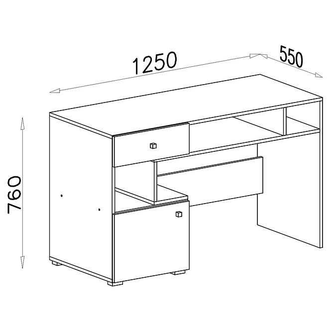 Schreibtisch Sigma 125cm Beton/Weiß/Eiche