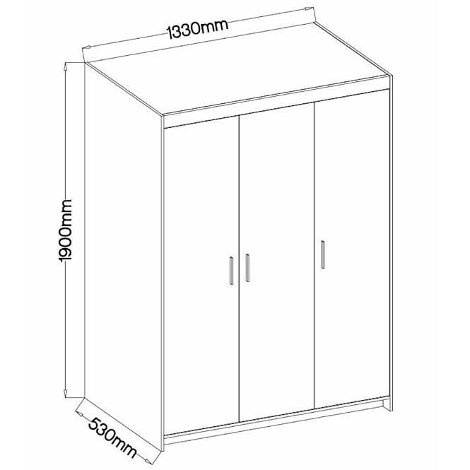 Schrank Elena 133cm Weiß/ Spiegel