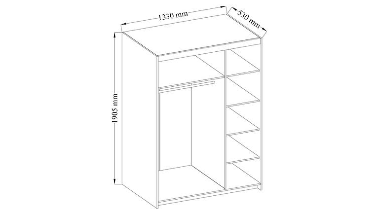 Schrank Elena 133cm Weiß/ Spiegel