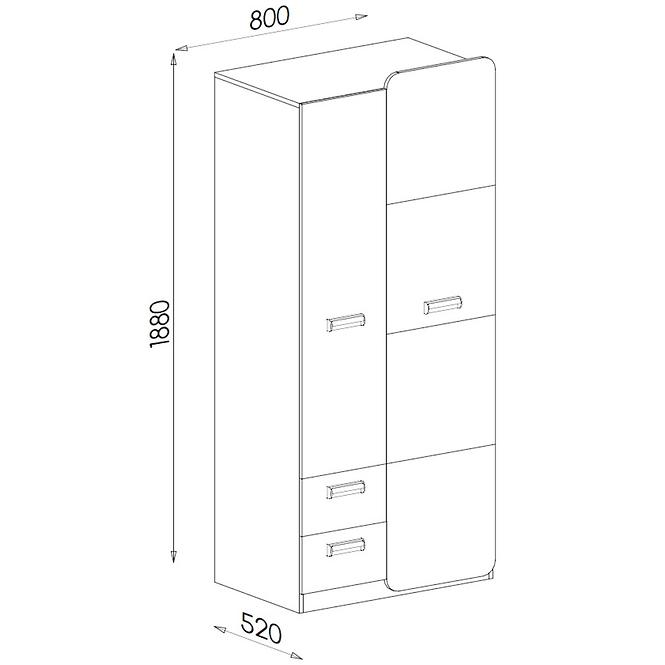 Schrank Lorento 80cm Eiche Nash/Weiß