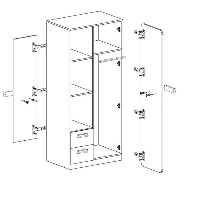 Schrank Lorento 80cm Eiche Nash/Weiß