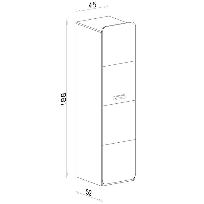 Schrank Lorento 45cm Eiche Nash/Weiß