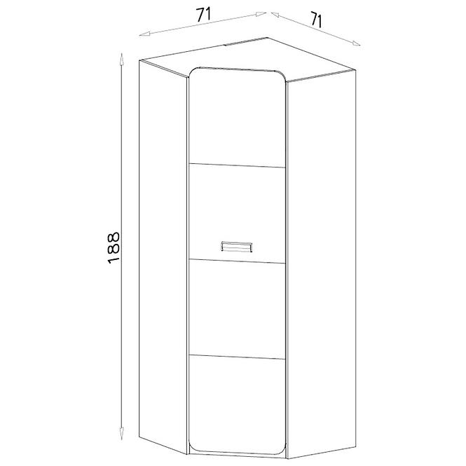 Schrank Lorento 71cm Eiche Nash/Weiß