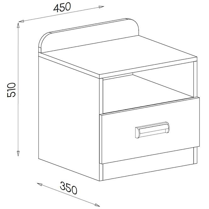 Nachttisch Lorento 45cm Eiche Nash/Weiß