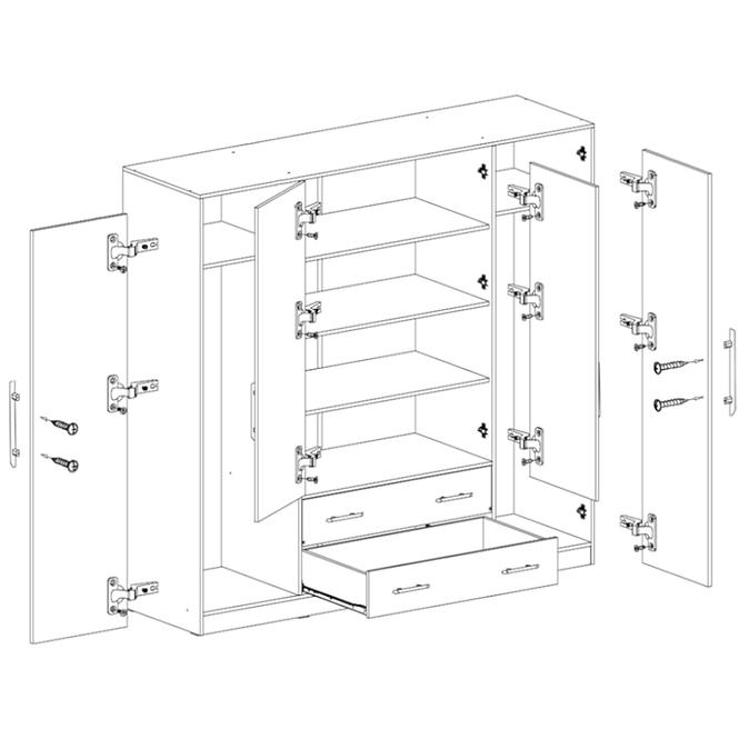 Schrank Smart 200cm Eiche Sonoma/Weiß