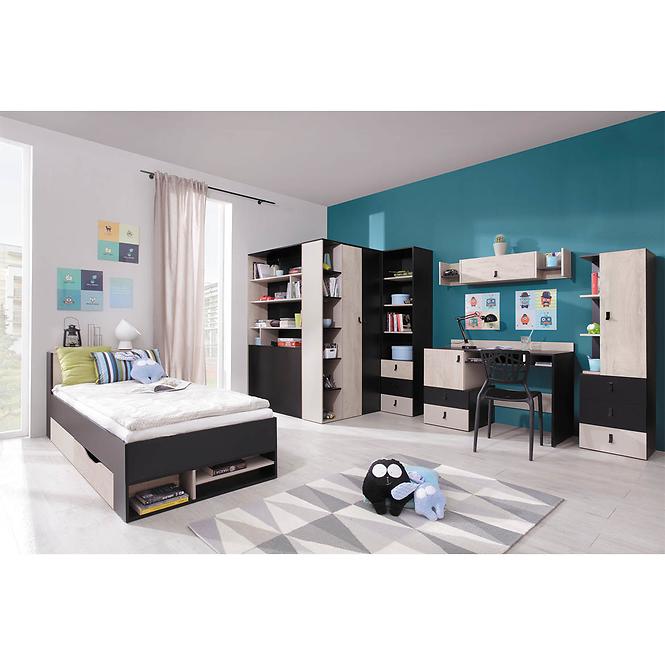 Schrank Planet 90cm Schwarz/Eiche/Beige