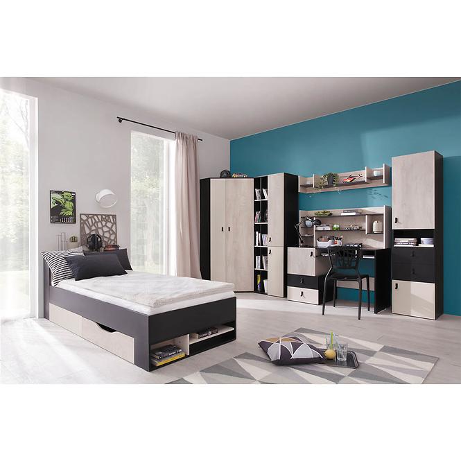 Schrank Planet 80cm  L/R Schwarz/Eiche/Beige