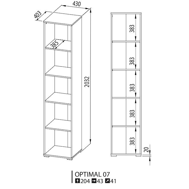 Regal Optimal 43cm Eiche Sonoma