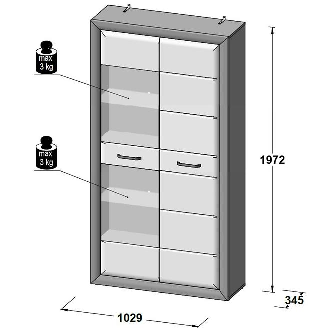 Vitrine Lenox 103cm Weiß/Bet