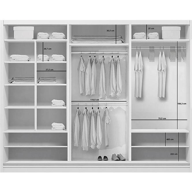 Schrank Aniela 278cm Spiegel Weiß