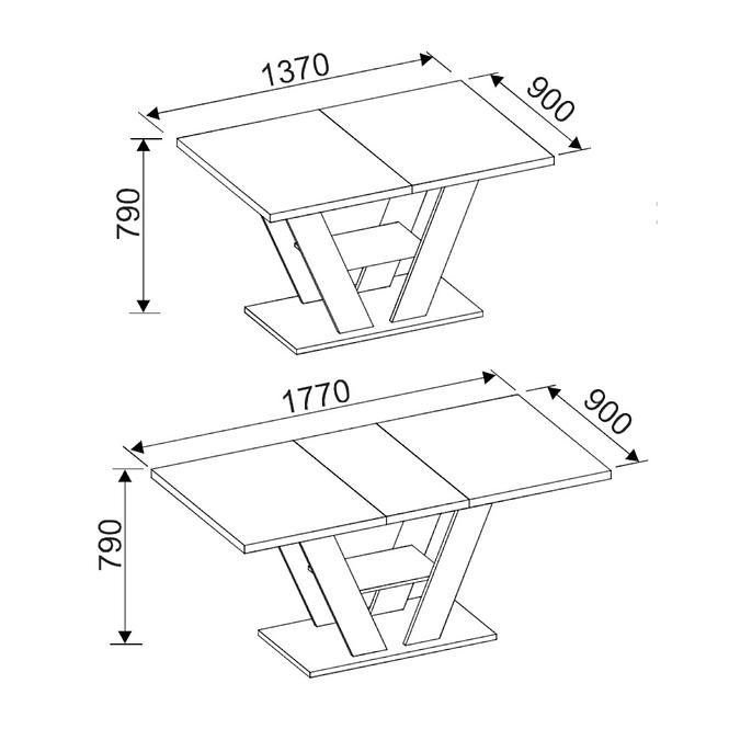 Tisch Viton 137x90+40 Antracit