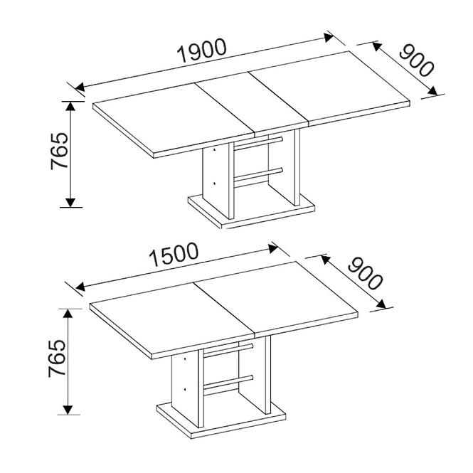 Tisch Bath 150x90+40 Weiß