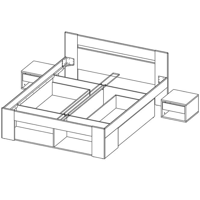 Bett Milo 140cm Mit Nachttisch 2 St. Eiche Sonoma 3d/Weiß