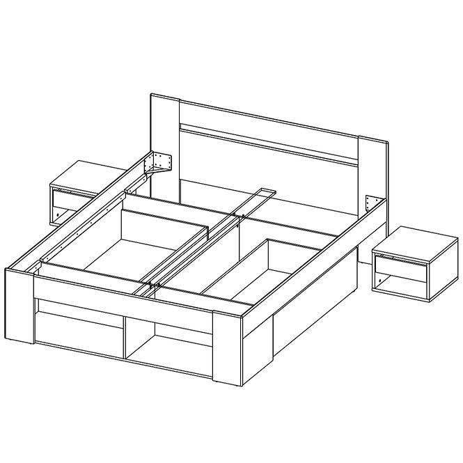 Bett Milo 160cm Mit Nachttisch Eiche Sonoma