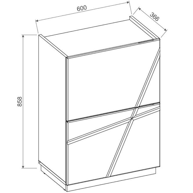 Schuhschrank Futura 60cm Weiß/Eiche Riviera