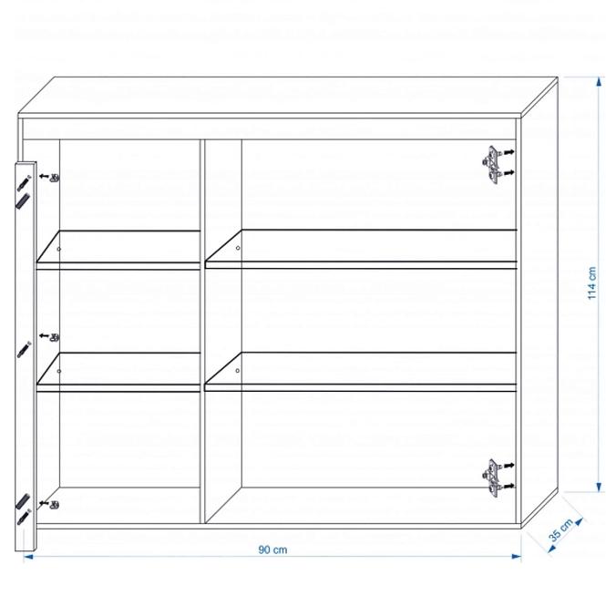 Vitrine + Regal Samba Pflaumenbaum/Grafit