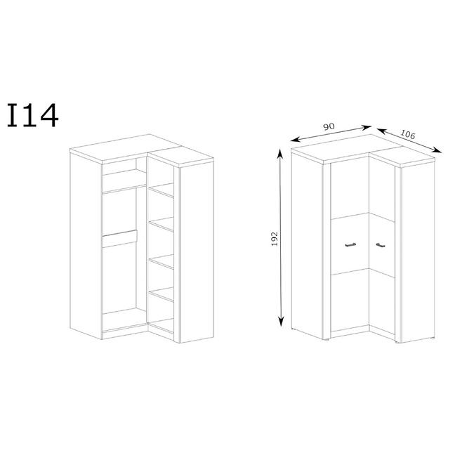 Schrank Indianapolis 90/106cm Asche