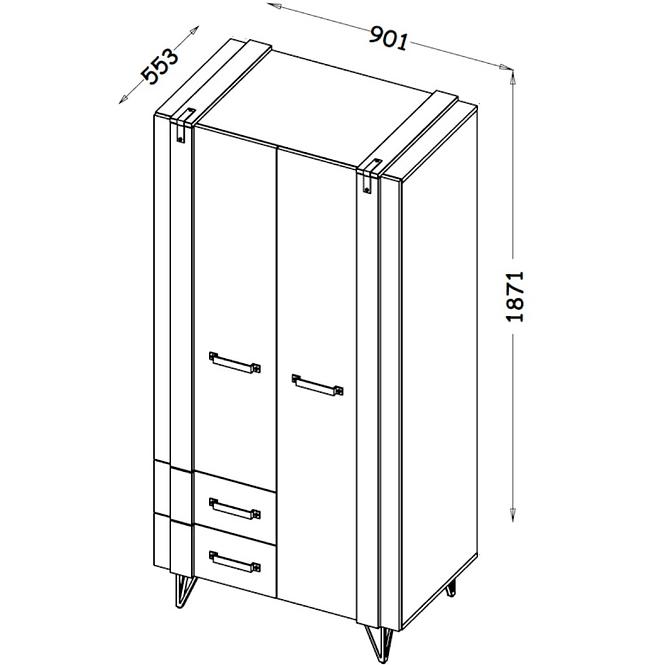 Schrank Lofter 90cm Eiche Wot/Beton Mill