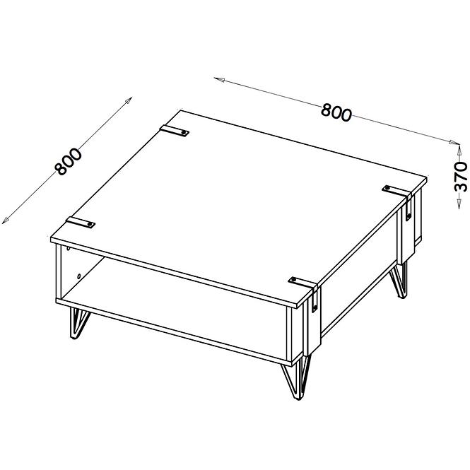 Couchtisch Lofter 80cm Eiche Wotan/Beton Mill