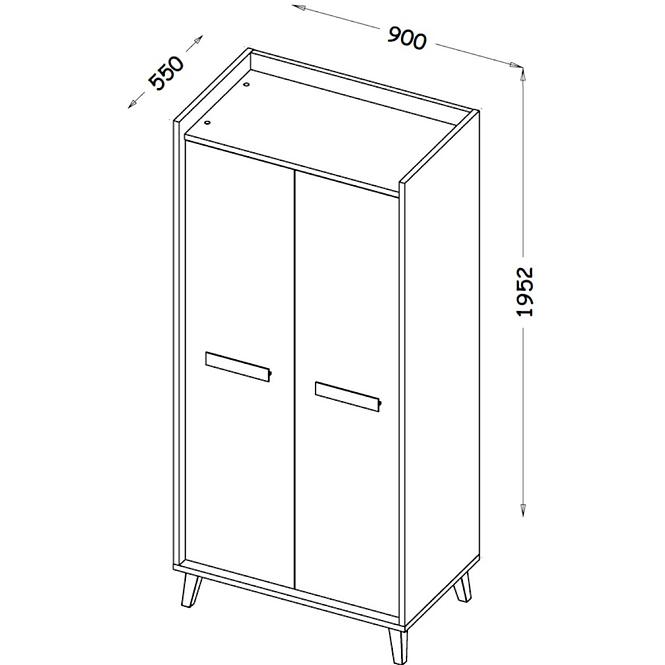 Schrank Werso 90cm Eiche Riviera/Wiess Bryl/Antrac