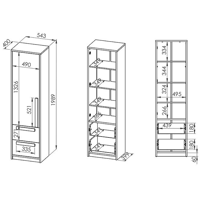 Schrank Drop 55cm Buche Fjord/Grau Patina