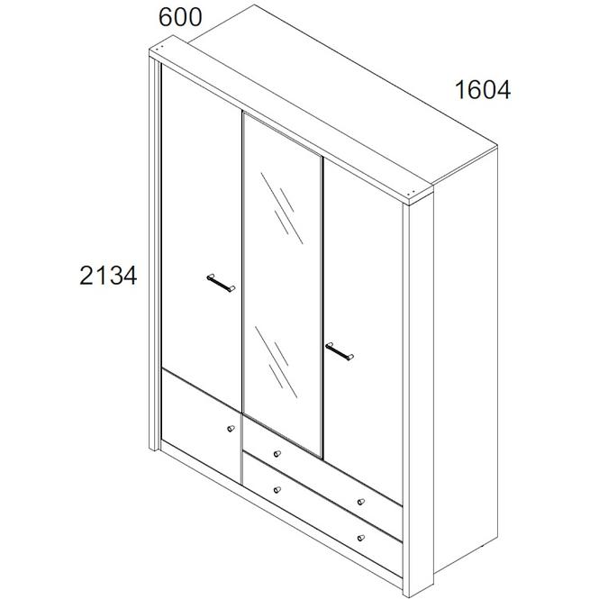 Schrank Jagger 160cm Eiche Monastery/Schwarz