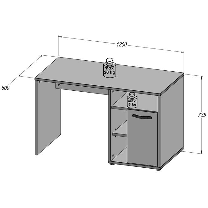 Schreibtisch Canmore 120cm Beton/Weiß