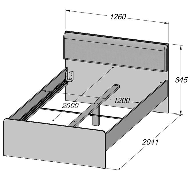 Bett Canmore 120cm Beton/Weiß