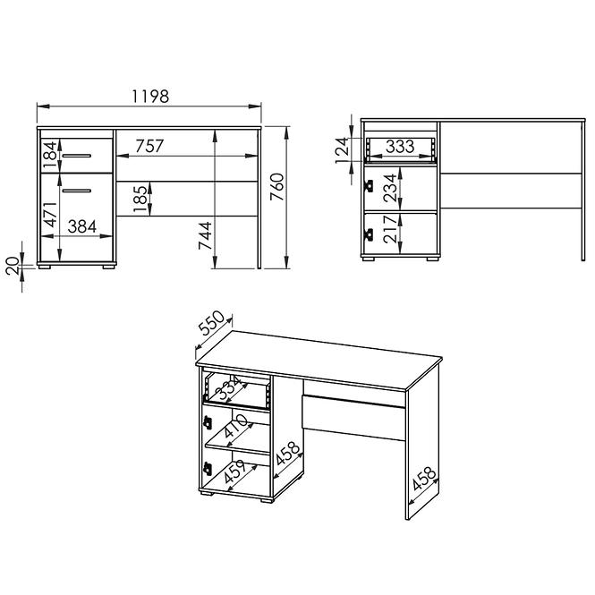 Schreibtisch Avo 120cm Eiche Sonoma