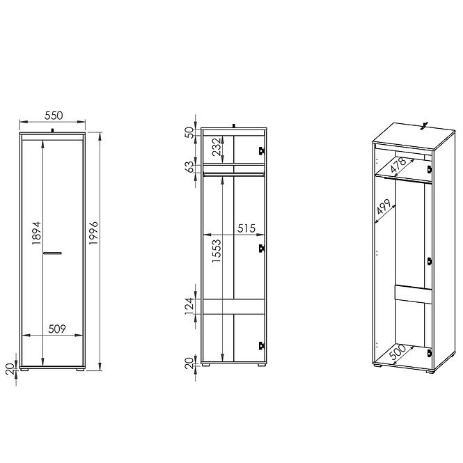 Schrank Avo 55cm Eiche Sonoma