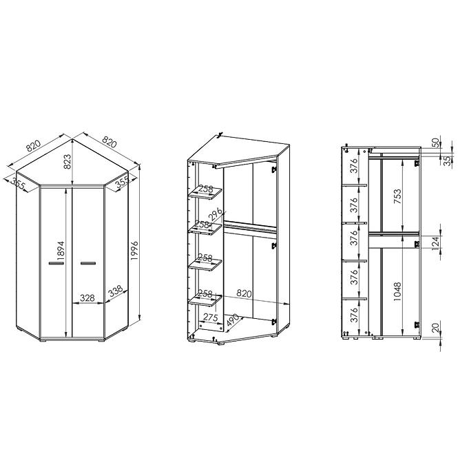 Schrank Avo 82cm Eiche Sonoma