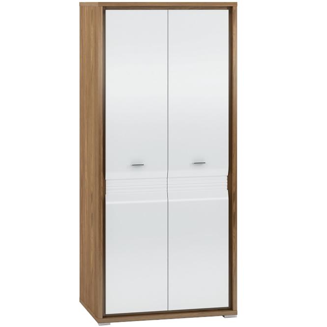 Schrank Dallas 92cm Walnuss / Weiß Glänzend/ Weiß