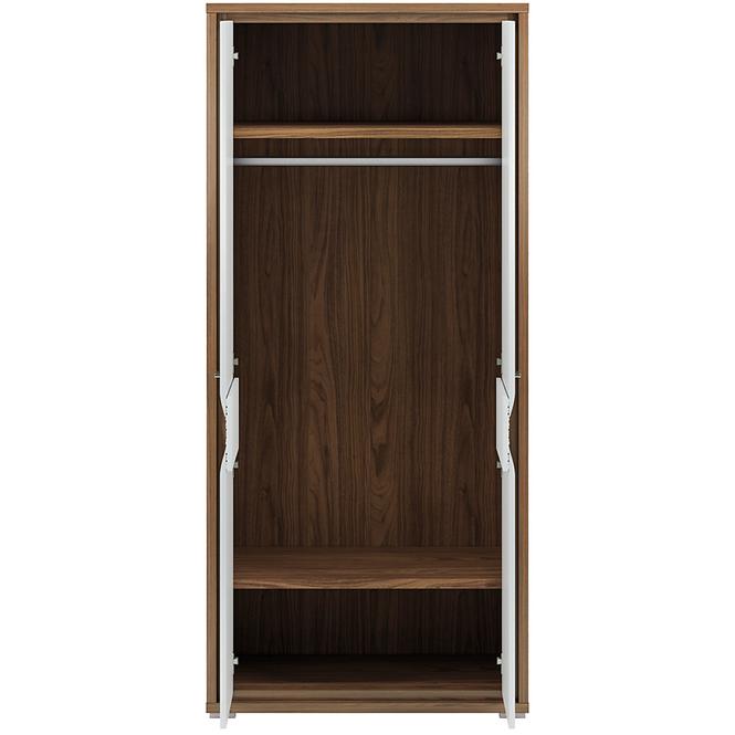 Schrank Dallas 92cm Walnuss / Weiß Glänzend/ Weiß