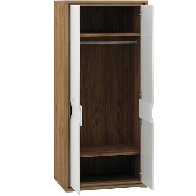 Schrank Dallas 92cm Walnuss / Weiß Glänzend/ Weiß