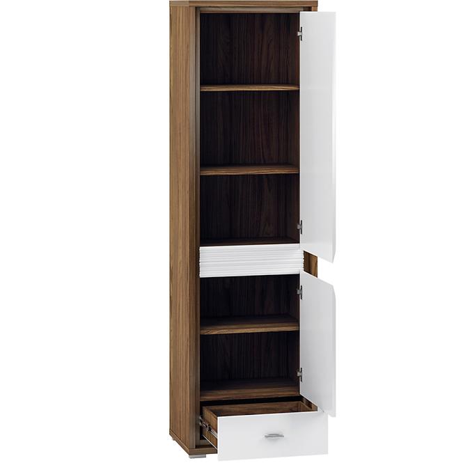 Schrank Dallas 60cm Walnuss / Weiß Glänzend/ Weiß