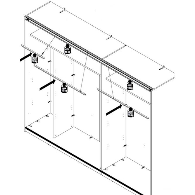 Schrank Jacky 270cm Eiche / Schwarz