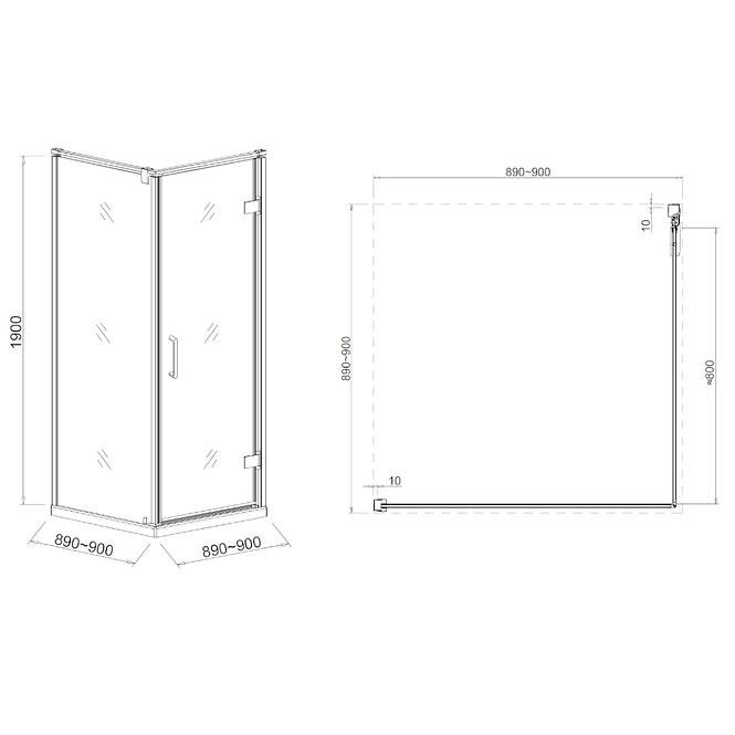 Duschkabine quadratische Maja 90x90x190 graphit chrom