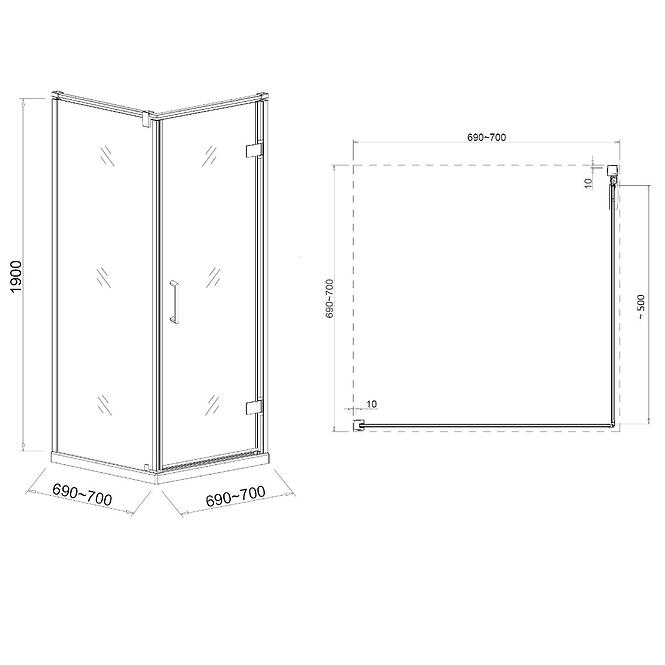 Duschkabine Maja 70X70X190 klares Glas - Chrom