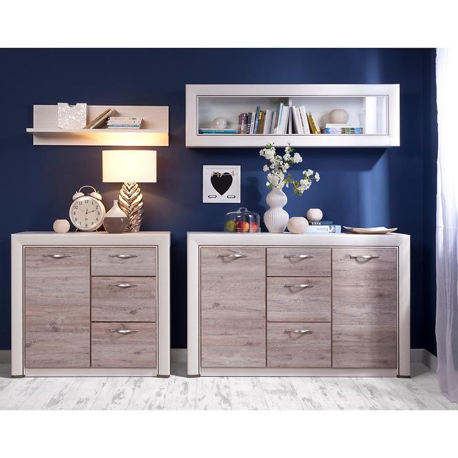 Schrank Olivia 136cm Creme / Eiche Ancona