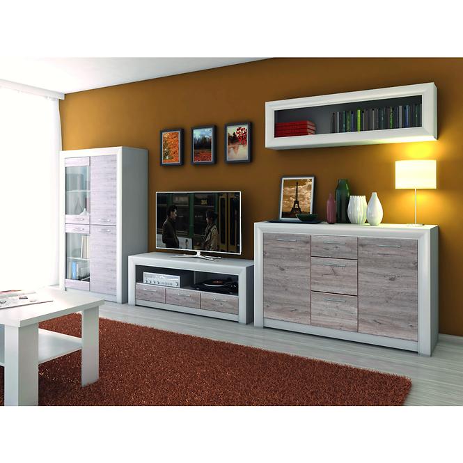 Schrank Olivia 136cm Creme / Eiche Ancona