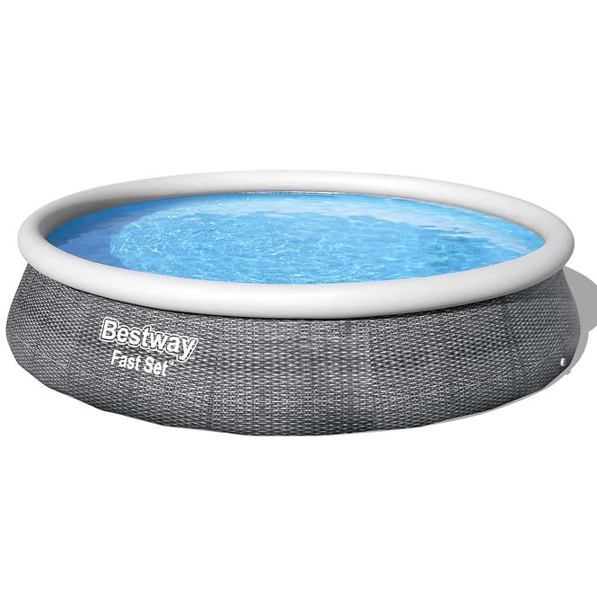 Fast-Set-Pool graues Rattan 3,96 X 0,84M mit Filterpumpe